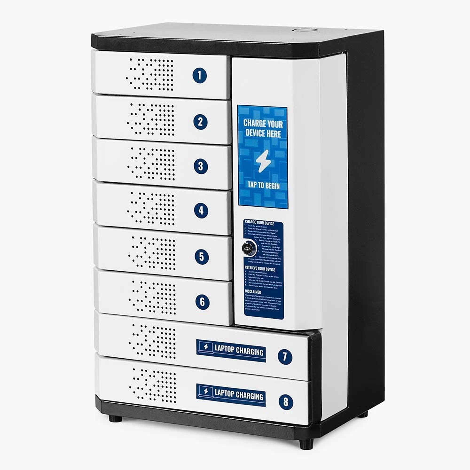 Luxor KwikBoost 8-Bay Self-Service Charging Locker — Secure, Rapid Charging, Touch-Screen Interface, Model# CHSL001